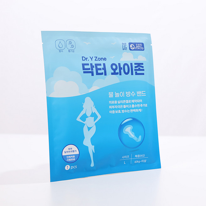 닥터 와이존 물 놀이 수영 여성용 와이존 방수 밴드 무자극, 닥터 와이존 L, 3개