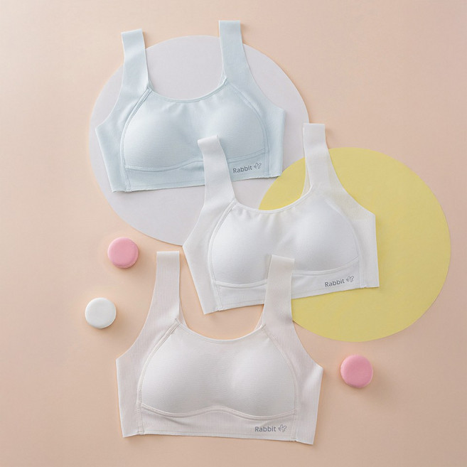 블리스8 주니어 청소년 여학생 초경량 일체형 노와이어 브라 3종세트