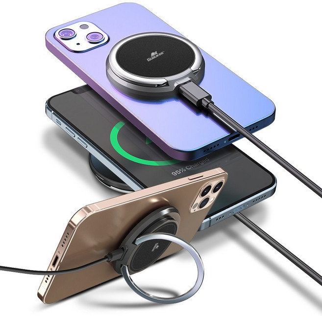 고부기 퀵패드 맥세이프 호환용 고속 무선 충전기 거치대 15W, 블랙, 1개