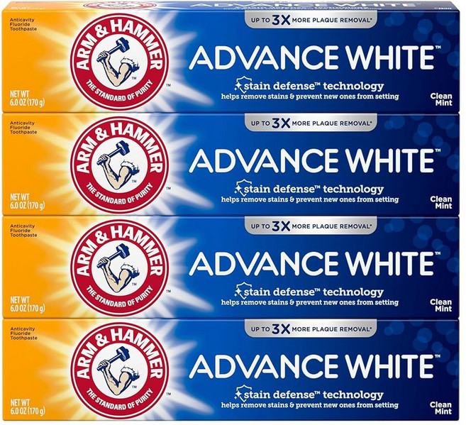 오네이 암앤해머 어드밴스 화이트 화이트닝치약 민트치약 4팩, 4개