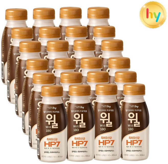 hy 한국야쿠르트 헬리코박터 프로젝트 윌 요거트 180ml, 24개