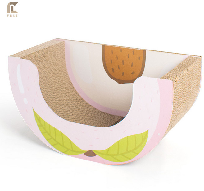 FULI 수박 과일 고밀도 골판지 고양이 스크래치 보드 | 고양이 침대 고양이 소파 한 고양이 갈기 발톱 장난감 귀여운 과일, 1개