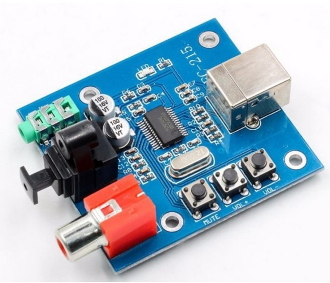 PCM2704 USB to S/PDIF 디코더 보드 - 사운드카드 DAC 모듈 - 아날로그 & 코엑셜 출력 지원, 상세페이지 참조