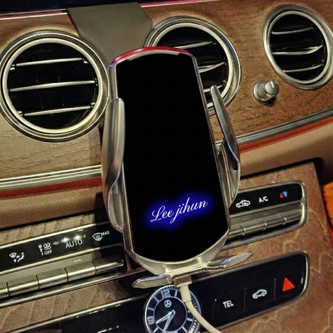 벤츠 장착 마운트 포함 핸드폰 무선 충전 거치대 커스텀 각인 고속무선충전기 E클래스 C클래스, GLC 16-19년 X253, 블랙