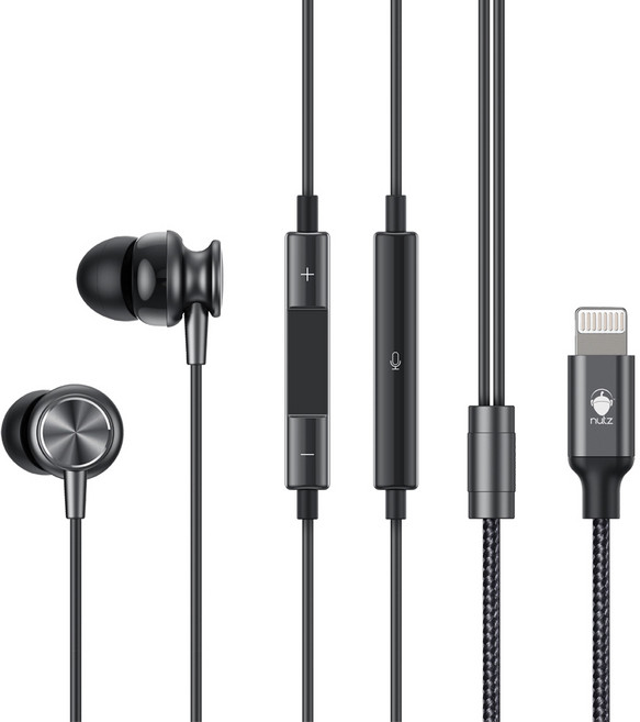 너츠 아이폰 8핀 라이트닝 이어폰 NE-03, NUTZ NE-03 블랙