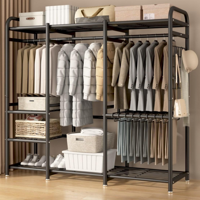 라보토리 철제 스텐드 시스템 드레스룸 행거, 블랙