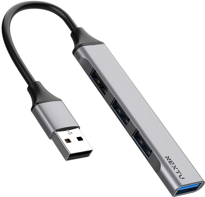 넥스트유 4포트 유볼그 USB 3.0 멀티포트 USB 허브 744UH, 혼합색상, 1개