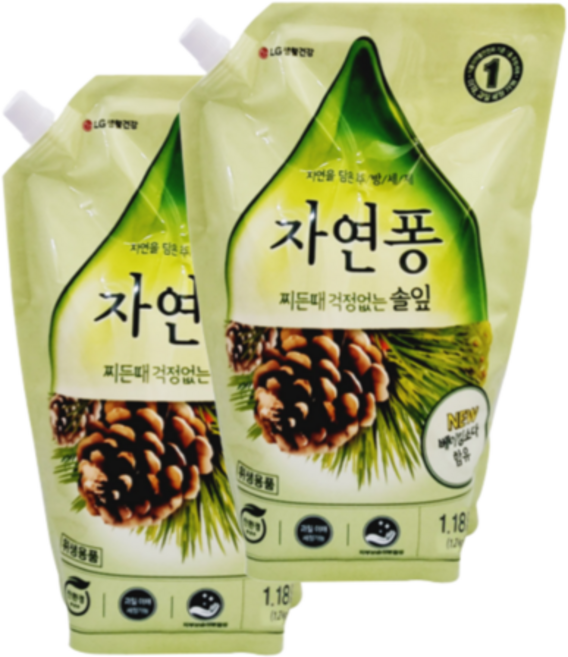 자연퐁 찌든때 걱정없는 솔잎 주방세제 파우치형, 1.18L, 2개