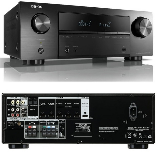 데논 블루투스 A/V리시버 앰프 DTS-HD USB 5.2채널-