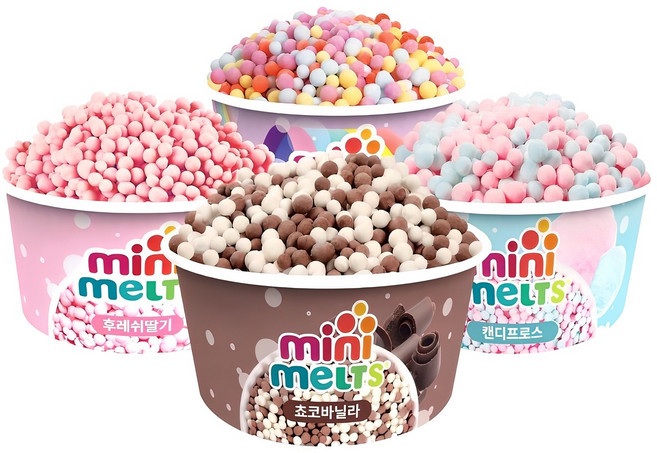 미니멜츠 쵸코바닐라4+딸기4+캔디프로스4+레인보우4 아이스크림, 16개, 50g