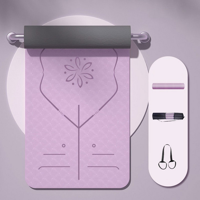 Tooliva 두꺼운 TPE 요가매트 미끄럼방지 홈트 냄새없는 운동 매트 필라테스 매트 실내 운동 매트, 1개, 퍼플