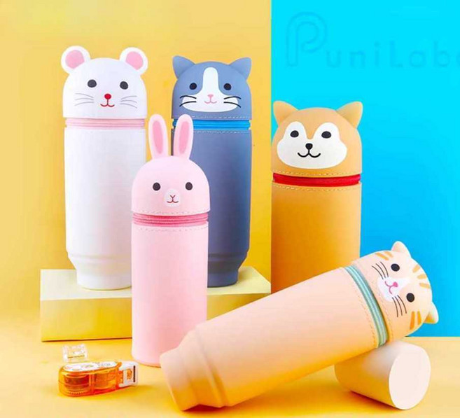 클리토브 실리콘필통 귀여운 파우치 스텐딩 펜슬케이스, 1개, 시바견 (L)