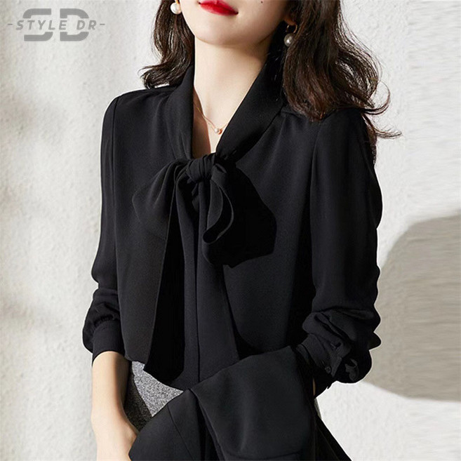 스타일닥터 여 쉬폰 블라우스 춘추 루즈핏 패션 상의 리본 셔츠