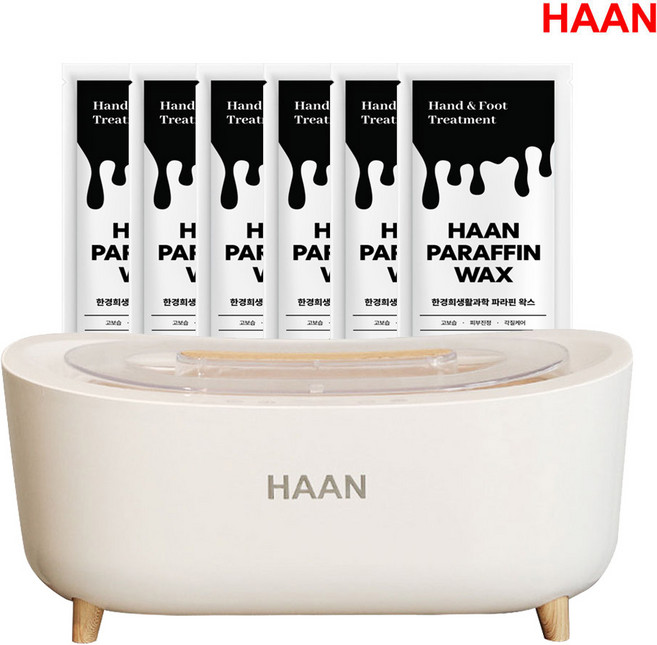 [국내생산왁스] 한경희생활과학 미온담 파라핀베스 HJB-5000 + 왁스 화이트 6개 가정용 용해기 손발 테라피 촛농 손발찜질, 1세트