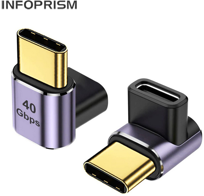 INFOPRISM / C타입 USB 4.0 90도 각도 변환 OTG 꺾임 젠더 (L형), 2개