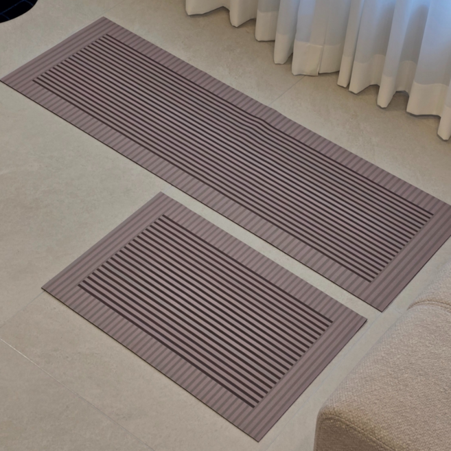 프롬서울 빨아쓰는 규조토 예쁜주방매트 발매트, 모던 스트라이프