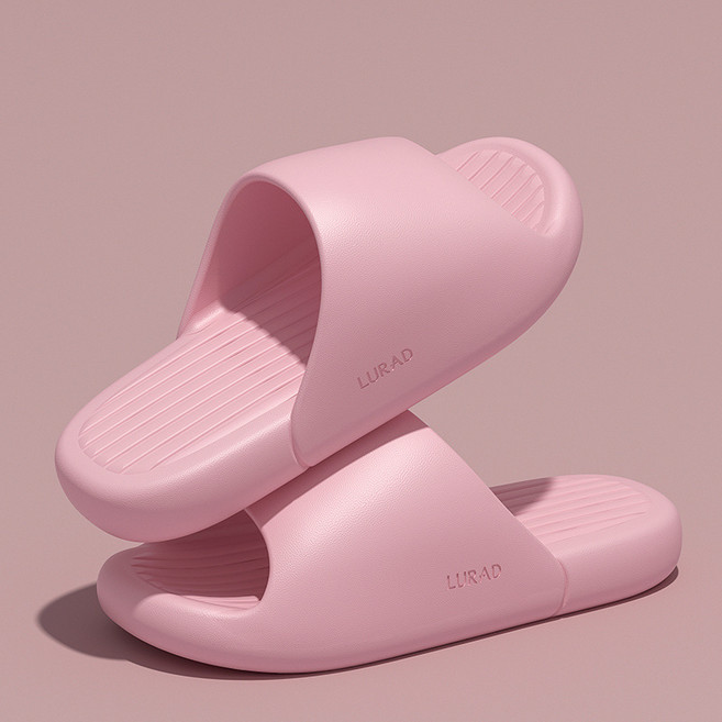 拖鞋夏季家用防滑男女踩屎感浴室洗澡厚底耐磨時尚純色拖鞋粉紅色255(適合39-40碼), 1個, 粉紅色