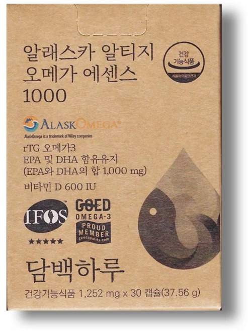 담백하루 알래스카 알티지 오메가 에센스 1000, 1개, 30정 - 쿠팡