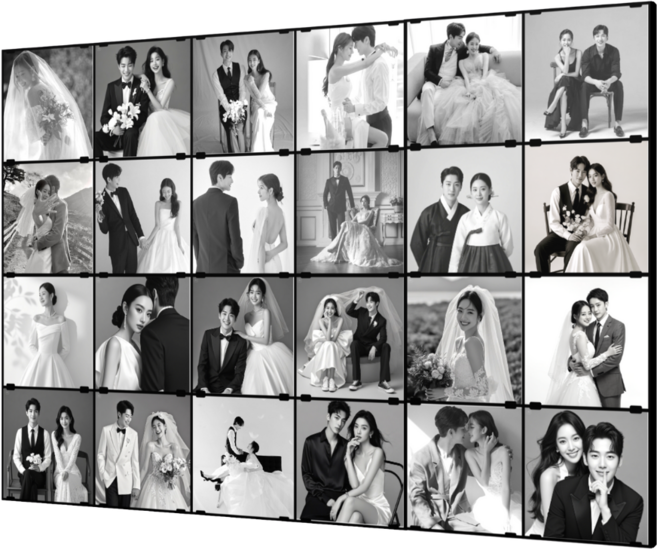 [웨딩 포토월 24장] 결혼 사진으로 하는 신혼 인테리어. 프레임-잇. 책꽂이에 꽂아둘 웨딩 앨범 말고 매일 보는 웨딩 포토 프레임, 6개, 블랙