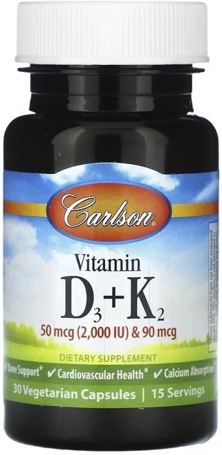 Carlson 비타민D3 + K2 베지 캡슐 30정, Carlson 비타민D3  K2 베지 캡슐 30정, 1개 - 쿠팡