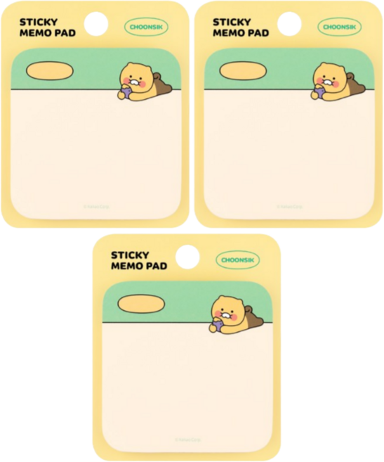 카카오프렌즈 KF 라운드 점착 메모지, 춘식이, 3개입, 1개