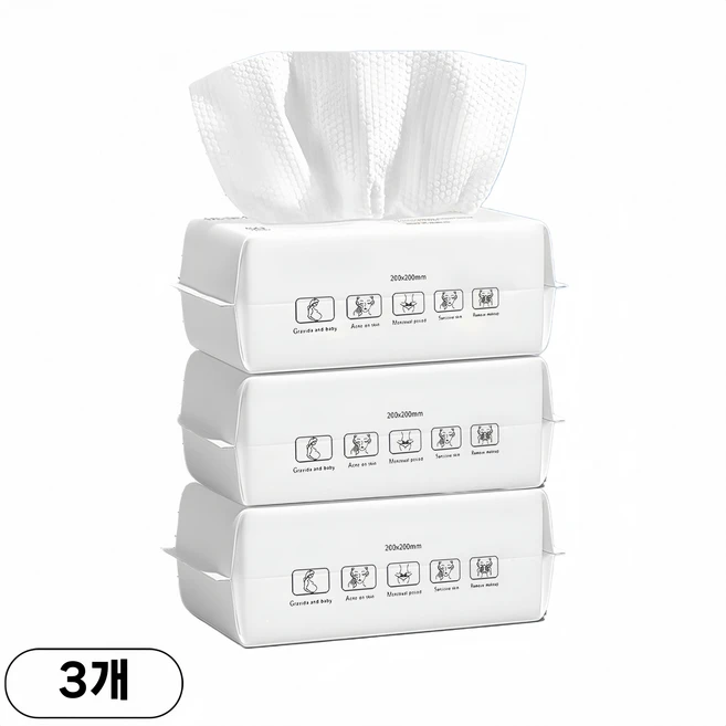 YOPENCE 순면 일회용 페이스타올 수건대용, 3개, 60매입 - 쿠팡