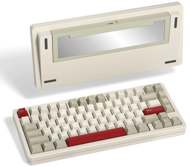 Womier SK75 鋁合金無線三模RGB機械鍵盤, 復古白, 復古白色, 蘋果薄荷軸