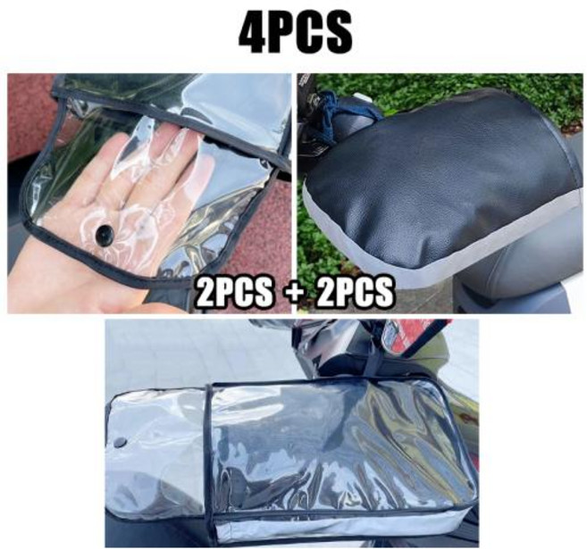 오토바이 열선토시 발열장갑 핸들바 머프 - 자전거용 방수 겨울 손난로 범용 방풍 미트 커버 손을 따뜻하고 건조하게 유지, Bla B 4Pcs