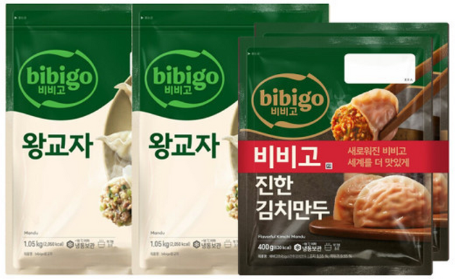 CJ 비비고 왕교자 1.05kg x2봉 + 진한김치만두 400g x2봉, 2개