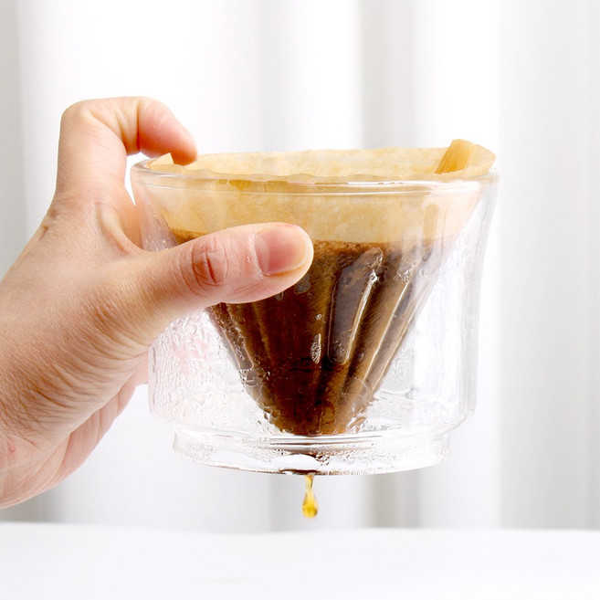 이중 더블 글라스 드리퍼 3 4 인용 라운드 유리 핸드드립 커피 드립퍼, 단품, 1개, 600ml