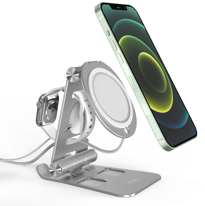 iFory 三合一 MagSafe充電 Apple Watch充電, 銀, 1個