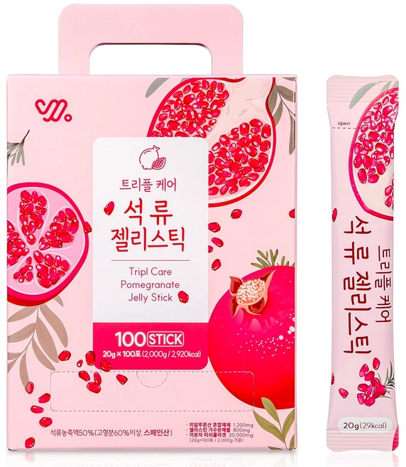 웰니스바이오 트리플 케어 콜라겐 석류 젤리스틱 100포 대용량, 100개, 20ml - 쿠팡