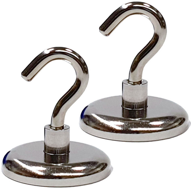 케이디 고리자석 네오디움 초강력 무타공 후크, 실버, 2개, 지름 42mm (62kg)