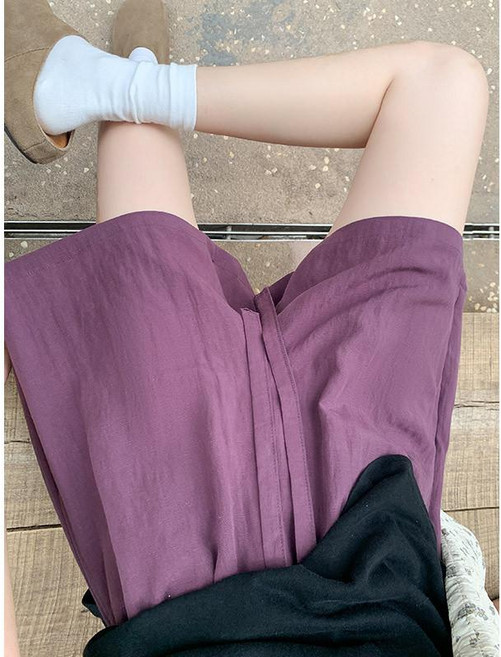 YYCL 天絲亞麻短褲女 夏季薄款休閒寬鬆闊腿五分褲