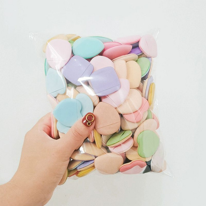 지니픽 파운데이션퍼프 핑거퍼프 미니퍼프 메이크업 쿠션 손가락쿠션 미니쿠션퍼프 대용량 1000개, 1개, 100개 혼합색x10개