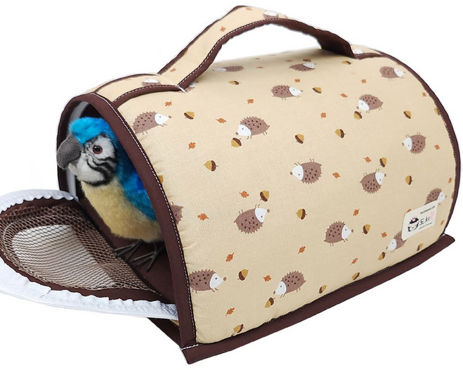 앵무새이동장 일석이조 소동물 이동장 대형, 1개, 고슴도치 베이지