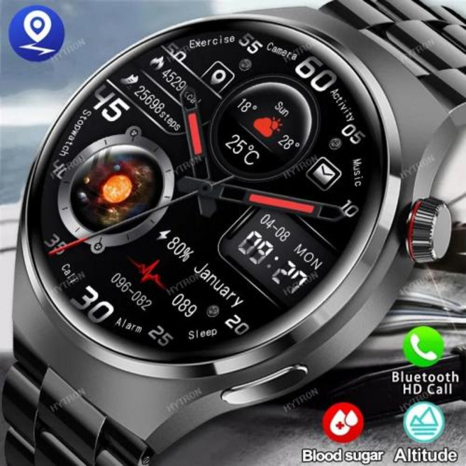 화웨이 워치 GT4 프로 AMOLED 스마트 남성용 맞춤형 다이얼 응답 전화 스포츠 피트니스 트래커 방수 스마트워치 2023 신제품, 5.Black mesh