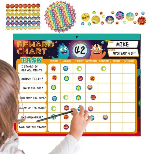 쿠쿠스토어 자석 보상 차트 훈련 루틴 행동 추적기 재사 가능한 체크리스트 스티커 포함 유아, 01 China Mainland, 1