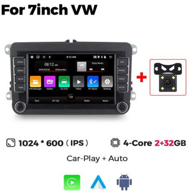 폭스바겐 파사트 B5 B7 B6 골프 투란 폴로 티구안 제타 카플레이 오디오 카 스테레오 안드로이드 와이파이 스마트 라디오 공장 가격, 4)DZ7 2 32G OM CAM