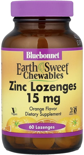 블루본넷뉴트리션 EarthSweet 츄어블 아연 사탕 오렌지 15mg 60정, 2개 - 쿠팡