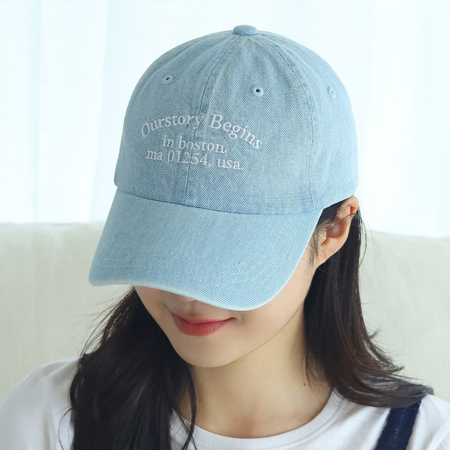 넉넉한 빅사이즈 소두 효과 캐주얼 데님 보스턴 자수 대두 볼캡 야구모자 남녀공용