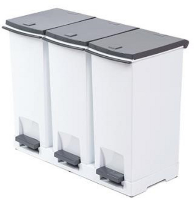 천지몰 창신리빙 프랑코 페달형 분리수거함 화이트 그레이 20L 3P 1세트, 분리수거함 페달형 프랑코 화이트 그레이 20L 3P 1세트