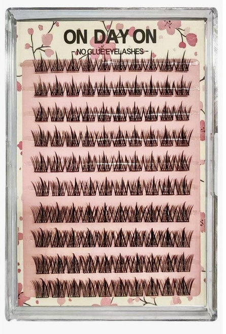 온데이온 대용량 풀없이 붙이는 인조 노글루 속눈썹 9-12mm 100pcs, 1개, 핑크