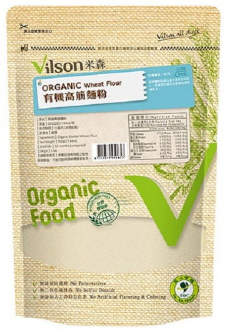 Vilson 米森 有機高筋麵粉, 500g, 1個