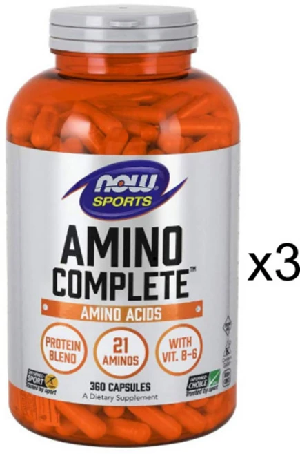 나우푸드 스포츠 아미노 컴플리트 360캡슐 3병 비타민 B6 L 글루타민 아르기닌 오르니틴, 360정 - 쿠팡