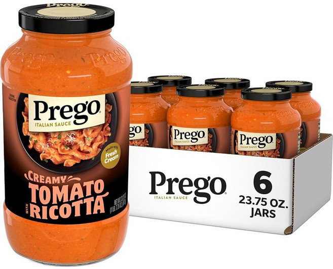 Prego 리코타 치즈가 들어간 크리미 토마토 파스타 소스 680.4g(24온스) 병 6팩