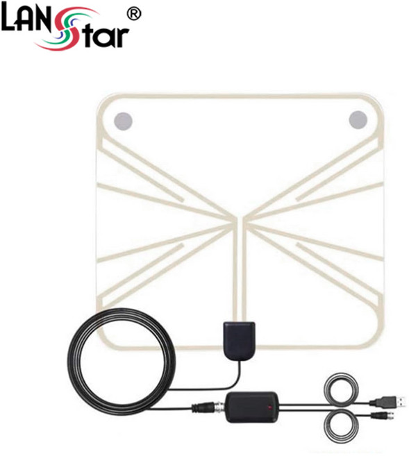 랜스타 4K UHD 지상파 디지털 TV 안테나 실내 수신기 + 증폭기 세트, LS-UHANT, 1개