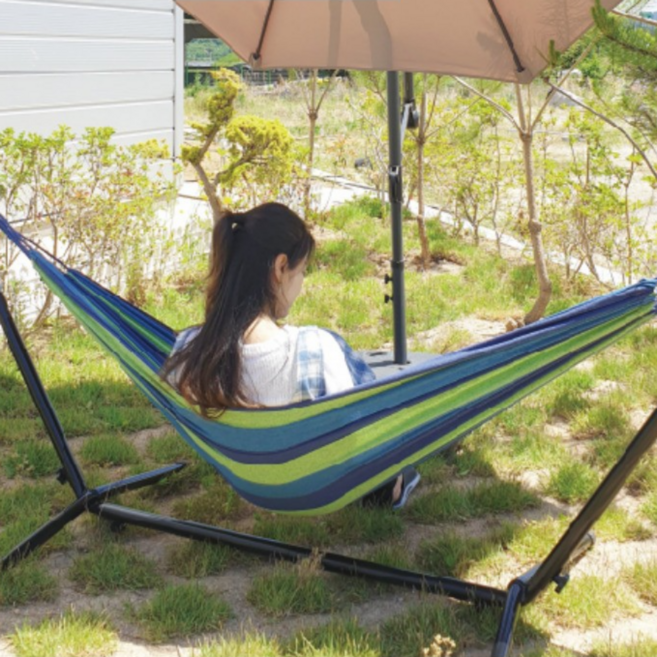 원스트 패키지 해먹 그네 썬베드 야외의자 캠팽 여행 캔버스, 오션블루(대)