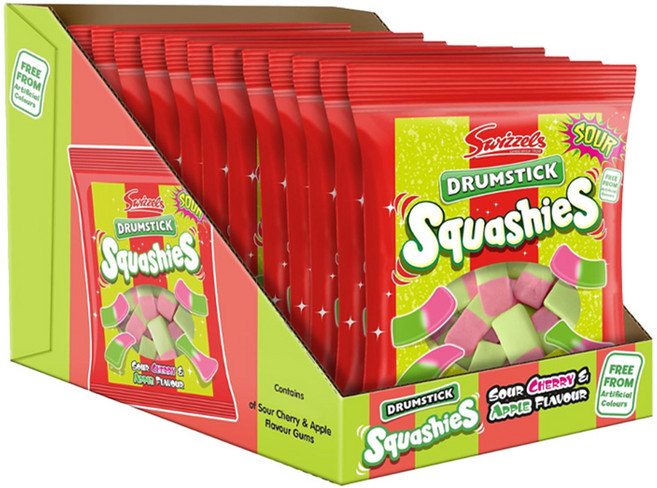 스위츨 스퀴시 드럼스틱 사워체리 & 사과맛, 100g, 12개