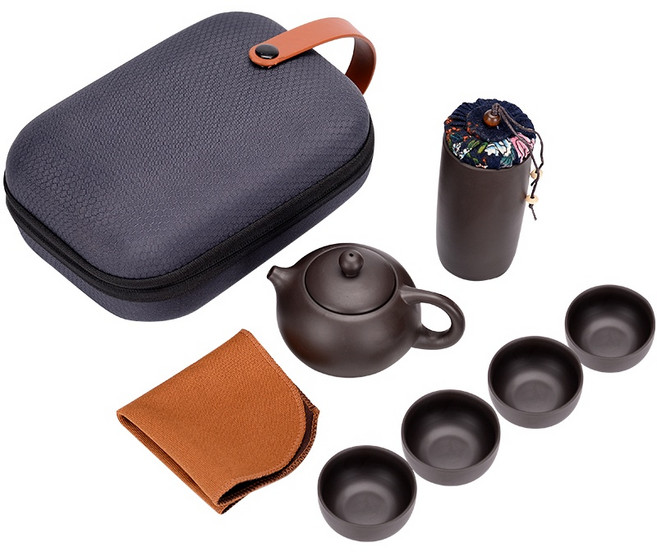 便攜式紫砂茶具組 旅行茶具, 1個, 一套(泉州名產) 加一賠十(保證正品), 紫砂, 茶壺 茶杯 茶葉罐 收納包